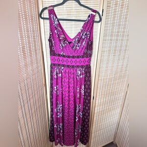 White House Black Market Fuchsia and Plum Floral Maxi Dress